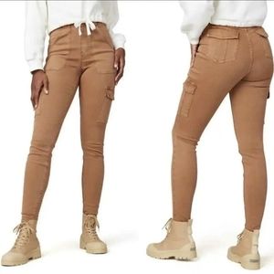 Spanx Skinny Cargo Pants Women's  XS Brown Stretch Twill Ankle Length